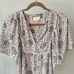 LOFT Boho Floral Lace Detail Blouse Size S